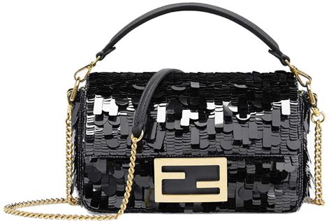 fendi sequin baguette black